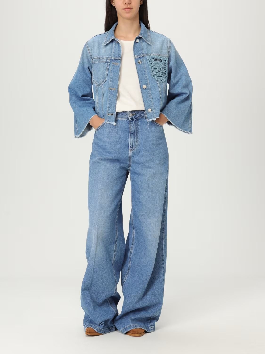 パンツ LIU JO FLARE STRIPED TROUSERS Liu Jo Trousers in Natural | Lyst