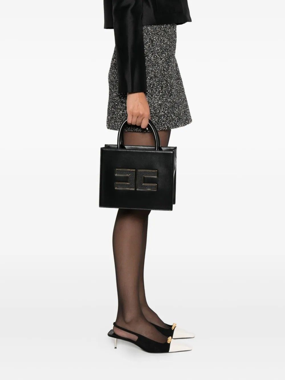 トートバッグ ELISABETTA FRANCHI FW25 BORSA (BS36A56E2 110) Elisabetta Franchi imitation leather tote bag with embossed