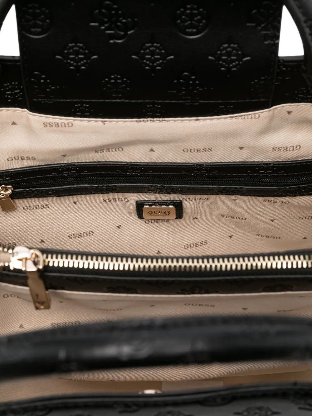 PHOEBE LRG GIRLFRIEND SATCHEL #BLACK LOGO GUESS  Bags HWPD96 65070 BLO