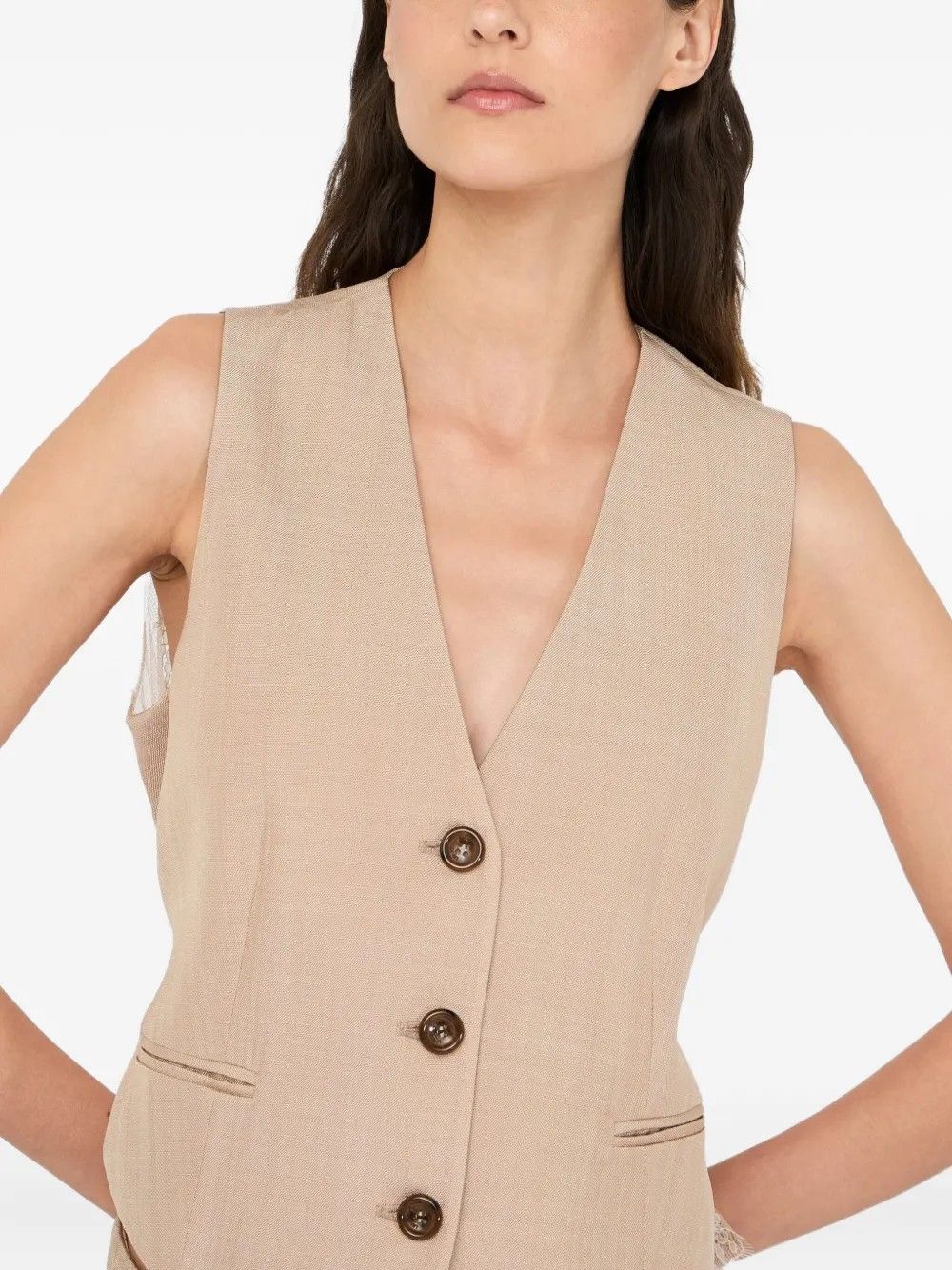 ECS GILET C/ DETTAGLI IN PIZZO BEIGE #X0723 LIU JO Capispalla CF5277T9819 X0723