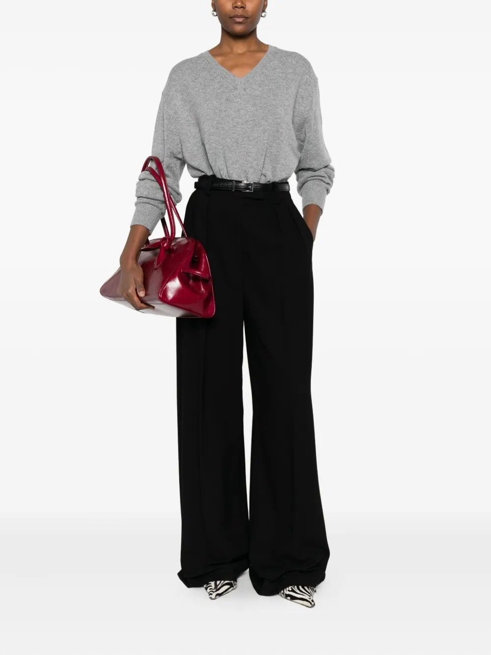 UNISEX CASHMERE V-NECK SWEATER #MELANGE/GREY DUNST Sweater UDSW5C105G2