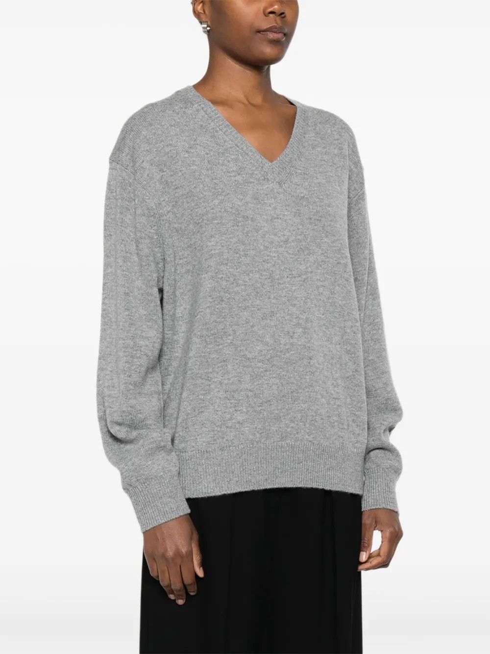 UNISEX CASHMERE V-NECK SWEATER #MELANGE/GREY DUNST Sweater UDSW5C105G2