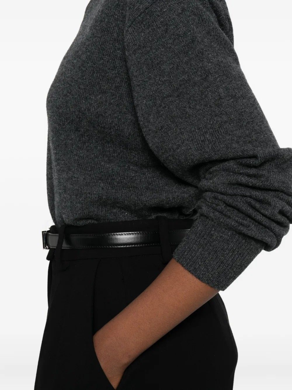 UNISEX CASHMERE V-NECK SWEATER #CHARCOAL GREY DUNST Sweater UDSW5C105CG