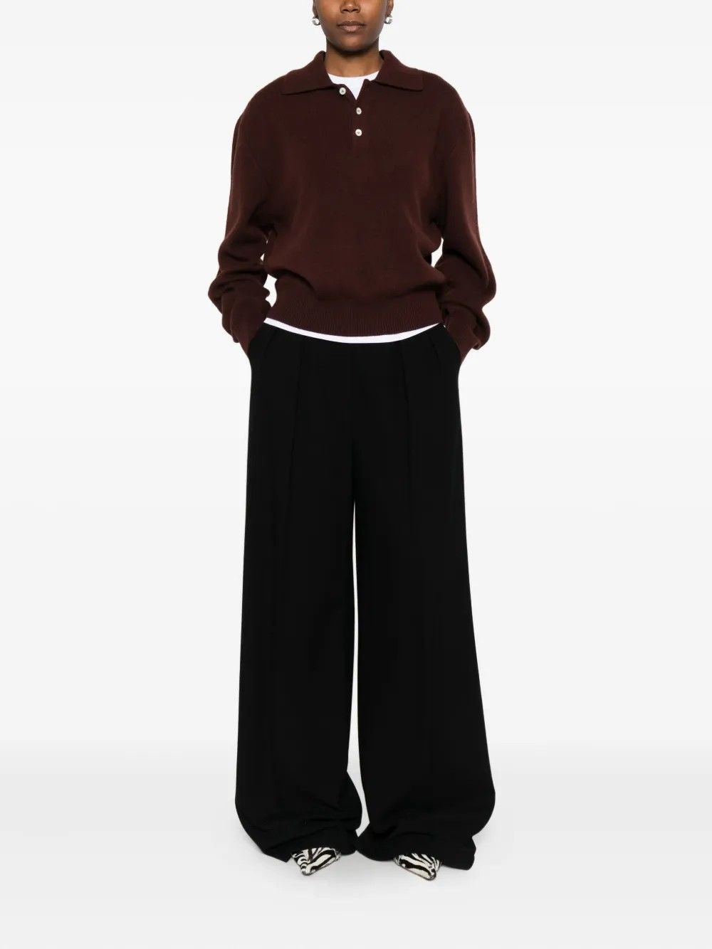 UNISEX CASHMERE COLLARED SWEATER #BROWN DUNST Felpe UDSW5C106W2