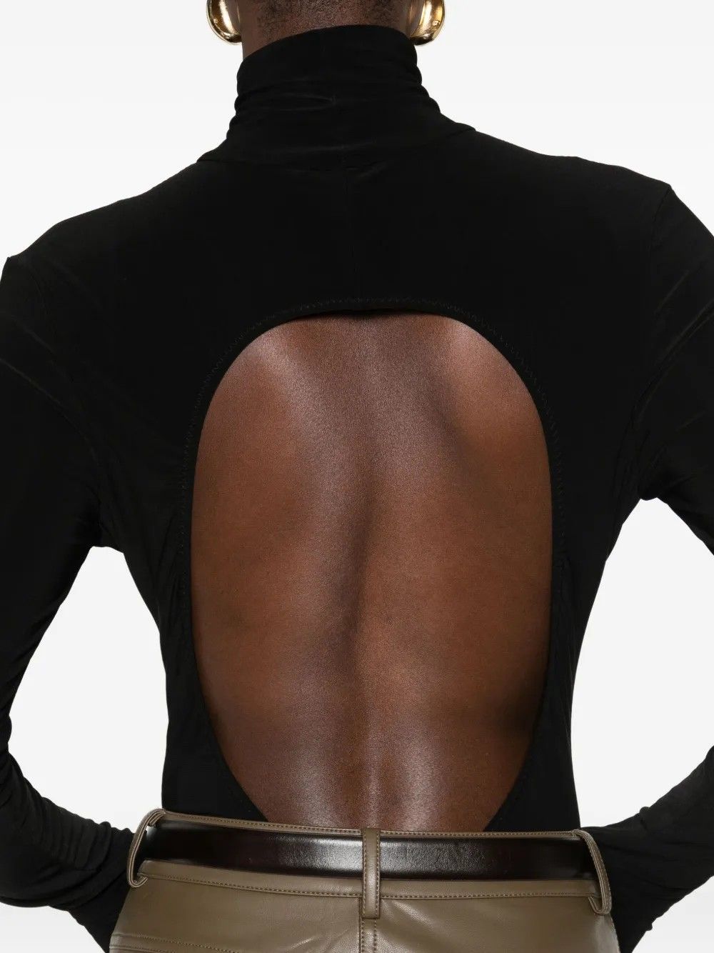 LONG SLEEVE TURTLE OPEN BACK BODYSUIT #BLACK NORMA KAMALI Top KK321BPL205001