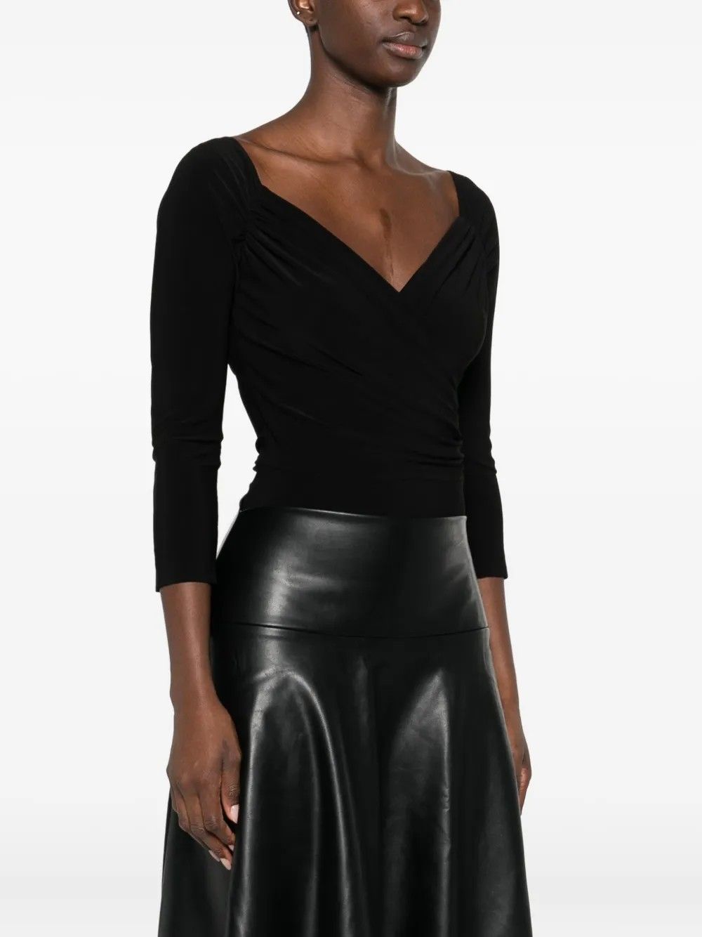 OFF SHOULDER SWEETHEART BODYSUIT #BLACK NORMA KAMALI Top KK325BPLR19001