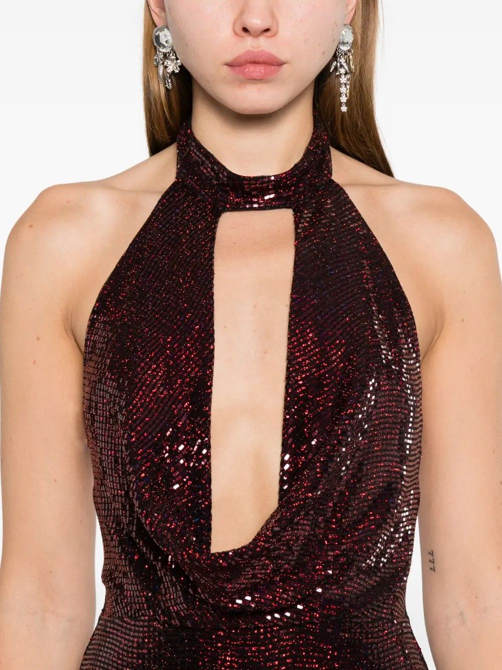 JABOT DRESS BETH BURGUNDY #02144 ANIYE BY Dress 18134302144