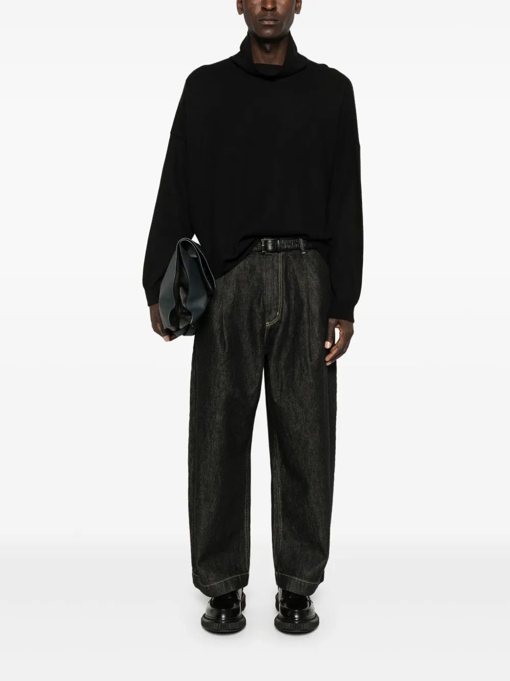 SINGLE PLEAT PANT #BLACK STUDIO NICHOLSON Jeans PUCH SNM 1244