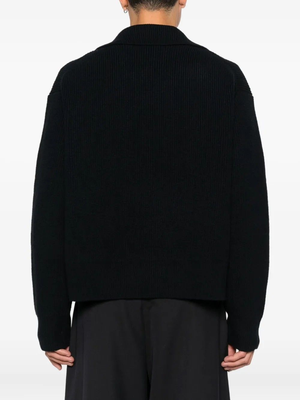 RIB POLO COLLAR JUMPER #DARK NAVY STUDIO NICHOLSON Jersey NASH SNM 1295