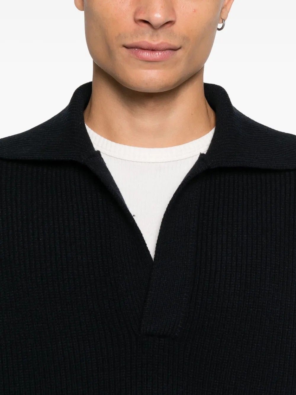RIB POLO COLLAR JUMPER #DARK NAVY STUDIO NICHOLSON Maglieria NASH SNM 1295