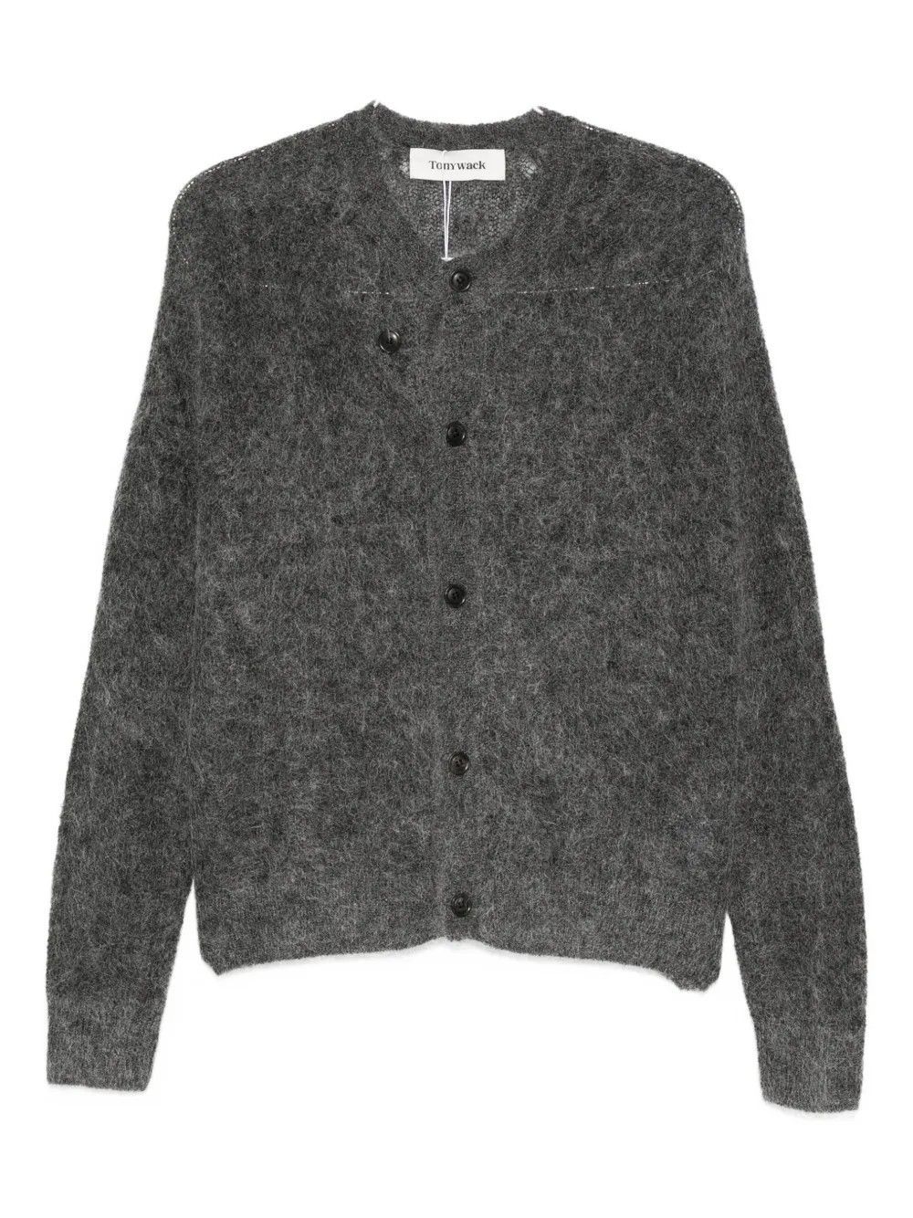 WOOL AND MOHAIR RIBBED MESH CARDIGAN #GREY TONYWACK Jersey BE34KN18