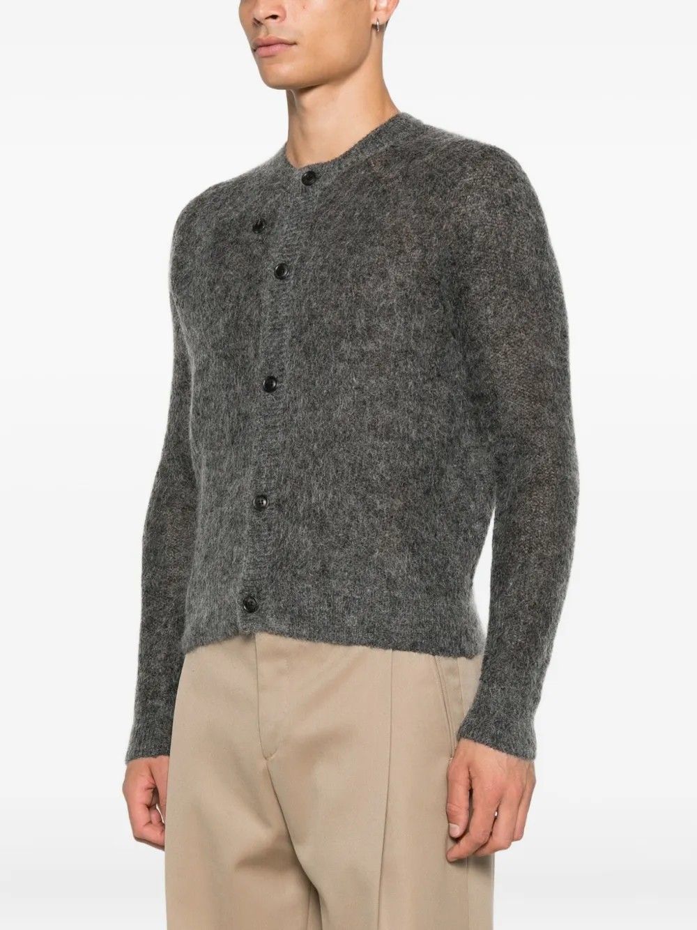 WOOL AND MOHAIR RIBBED MESH CARDIGAN #GREY TONYWACK Maglieria BE34KN18