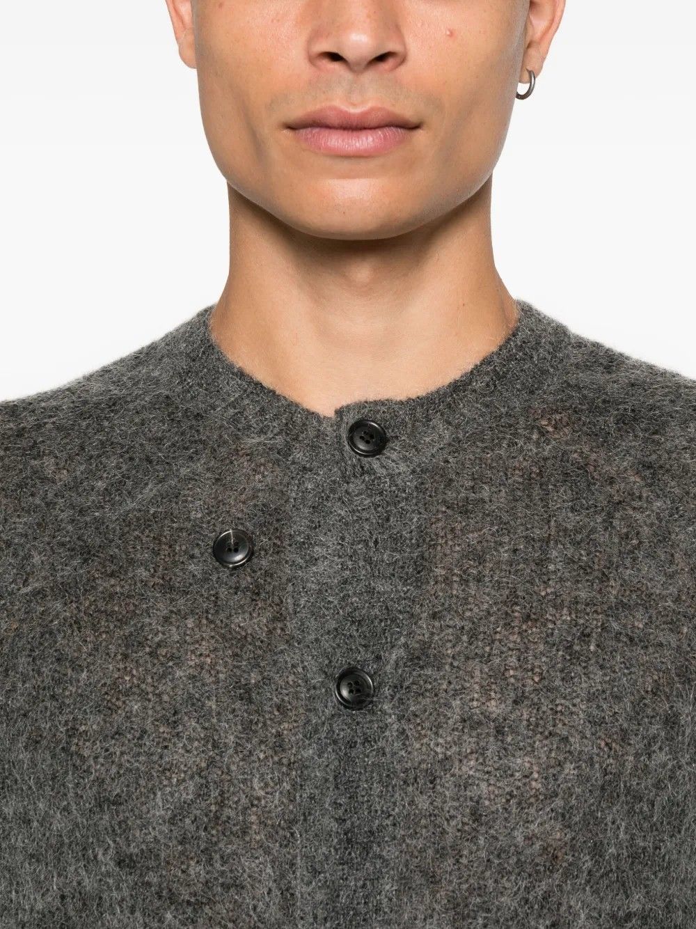 WOOL AND MOHAIR RIBBED MESH CARDIGAN #GREY TONYWACK Maglieria BE34KN18