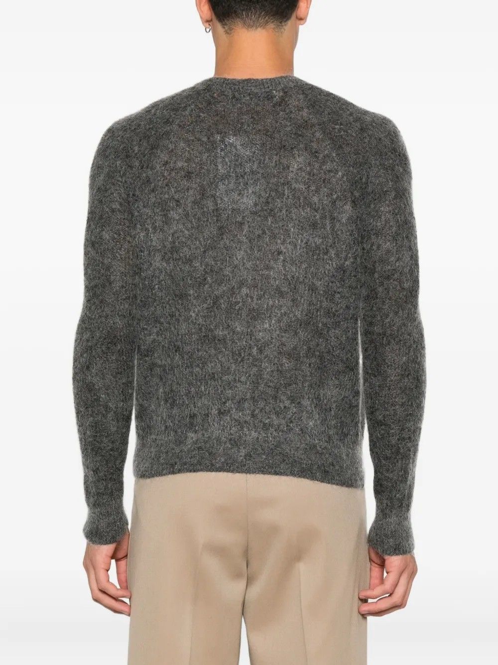 WOOL AND MOHAIR RIBBED MESH CARDIGAN #GREY TONYWACK Jersey BE34KN18