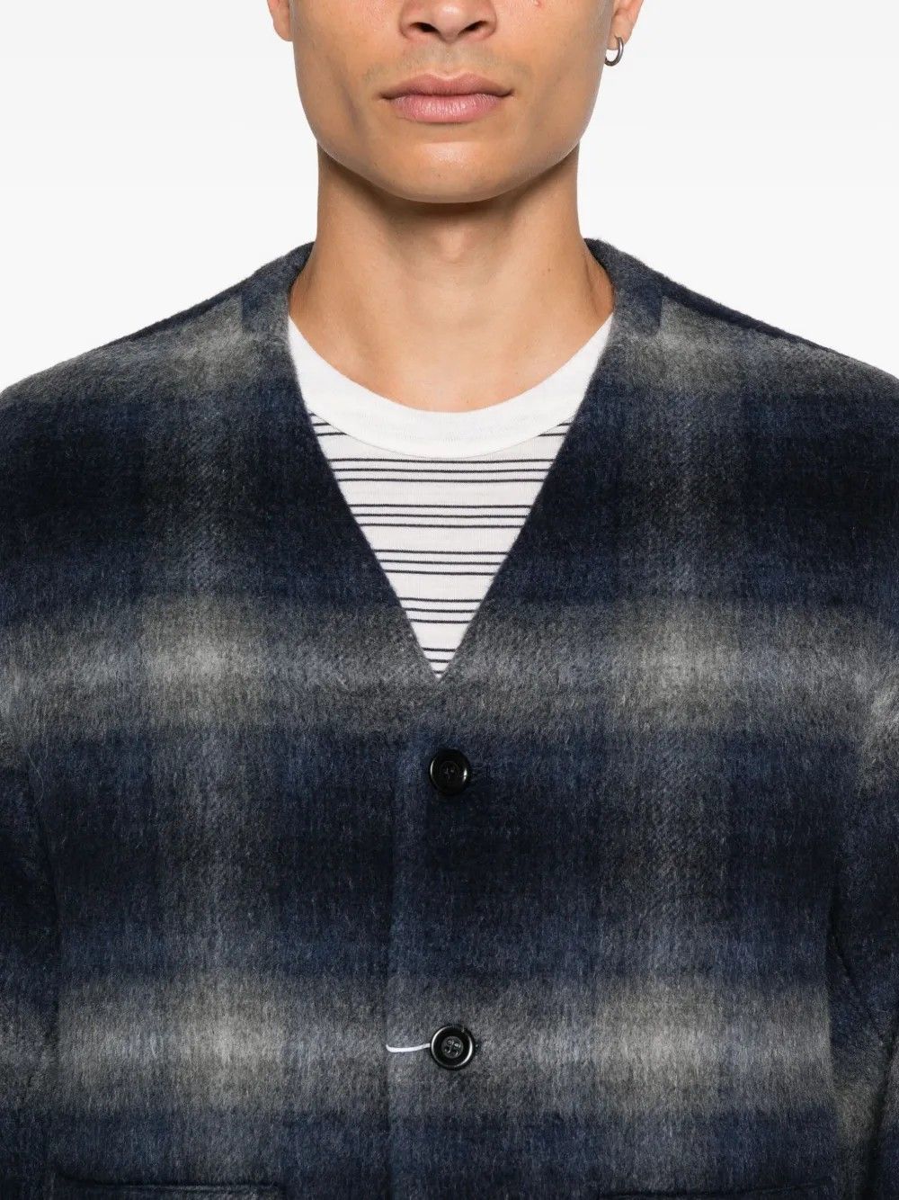 CHECKED MOHAIR BLOUSON #NAVY/GREY TONYWACK Outerwear BE34CJ77