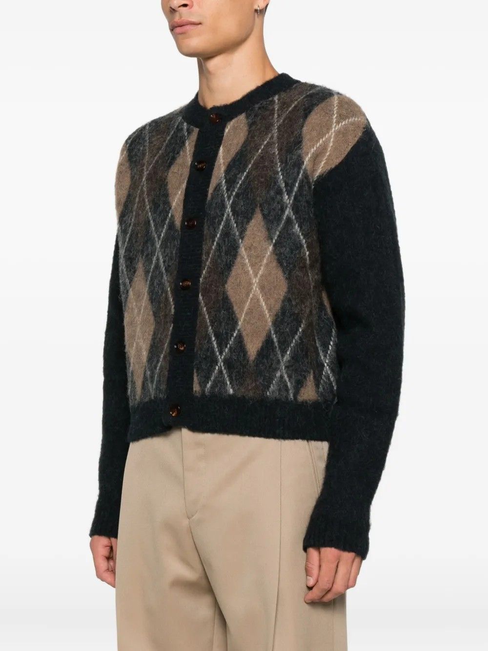 MOHAIR ARGYLE CREW-NECK CARDIGAN #MIDNIGHT TONYWACK Jersey BE34KN29
