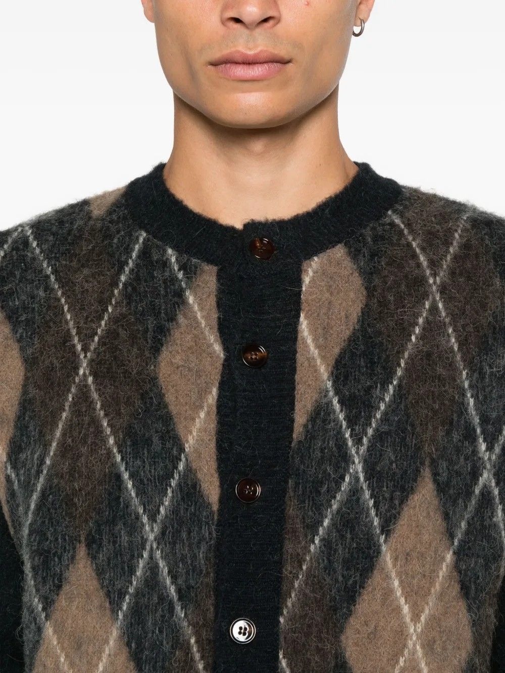 MOHAIR ARGYLE CREW-NECK CARDIGAN #MIDNIGHT TONYWACK Jersey BE34KN29