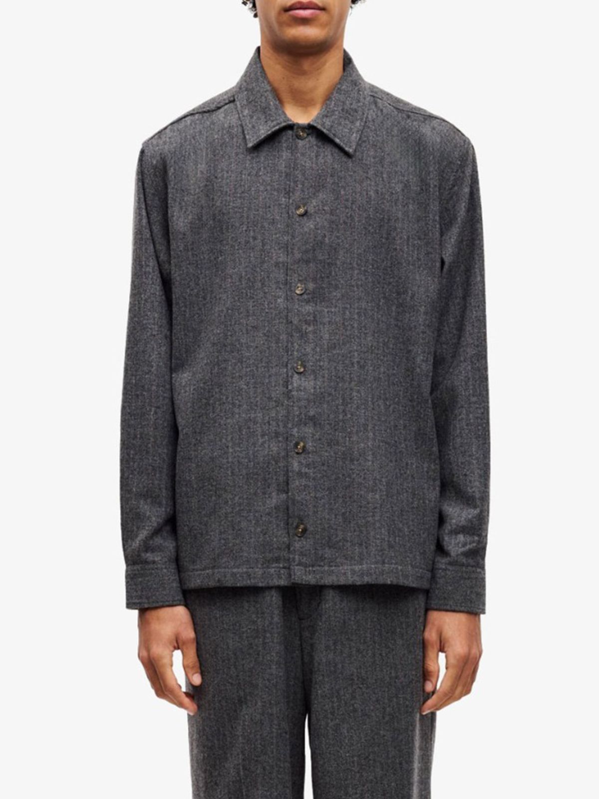 SACASTOR X OVERSHIRT 15719 #GREY HERRINGBONE SAMSOE Shirt M25300047