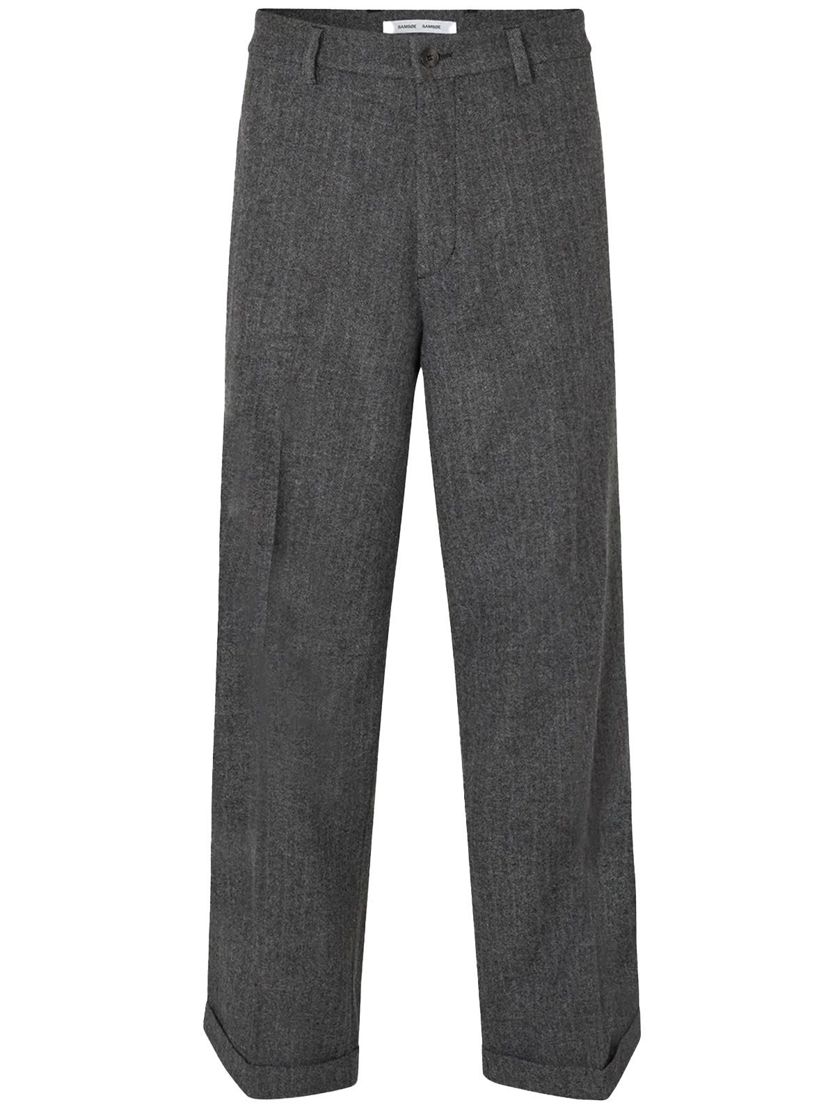 SABRUCE TROUSERS 15719 #GREY HERRINGBONE SAMSOE Trousers M25300081