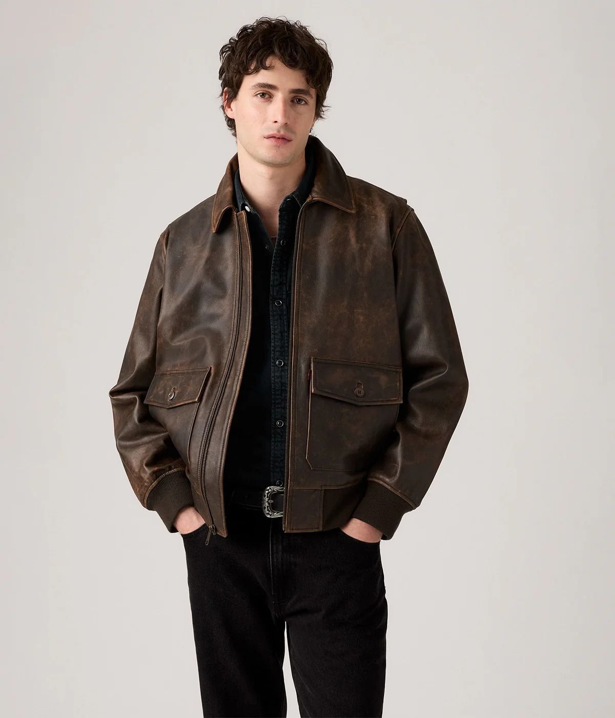 CLAYTON LEATHER AVIATOR #BROWN LEVI'S Capispalla 003AU 0000