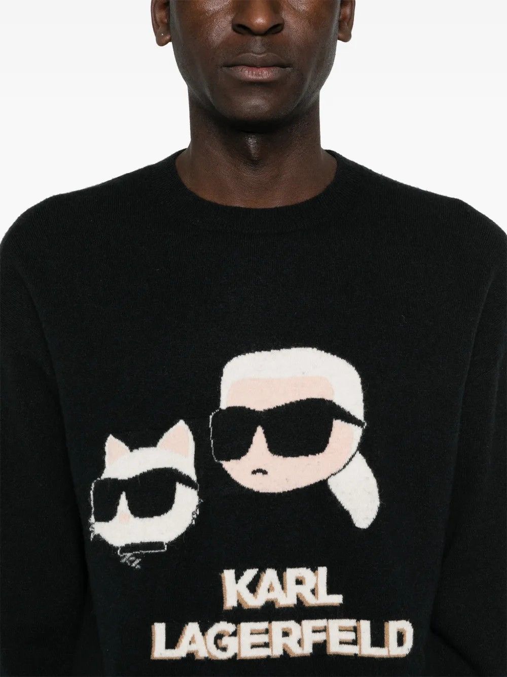 KNIT CREWNECK BLACK #990 KARL LAGERFELD Maglieria 65503055430