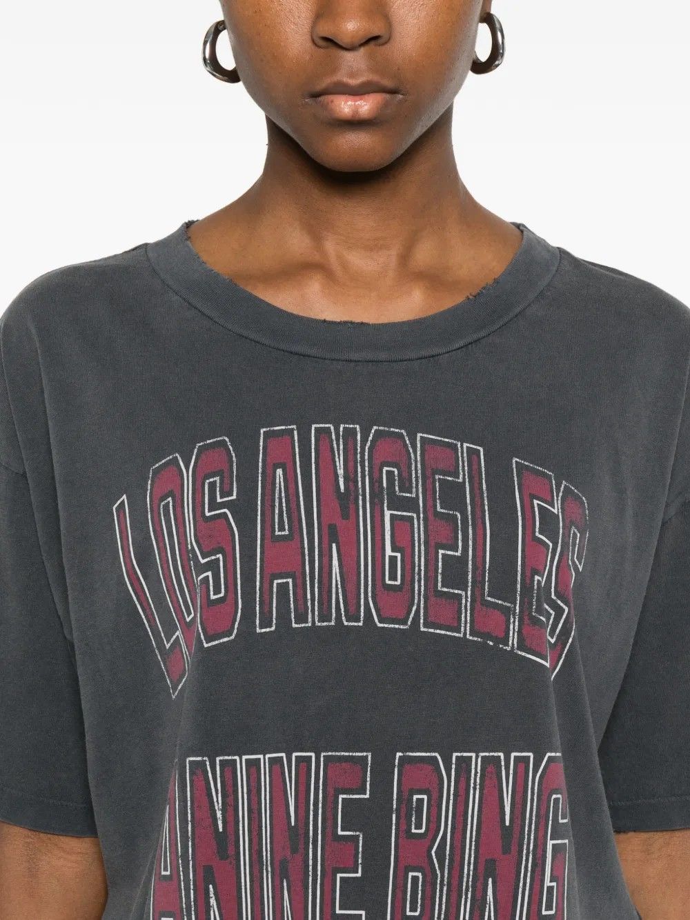 JOHNNY CROPPED #WASHED BLACK  ANINE BING T-shirt A 08 11739 WBL1