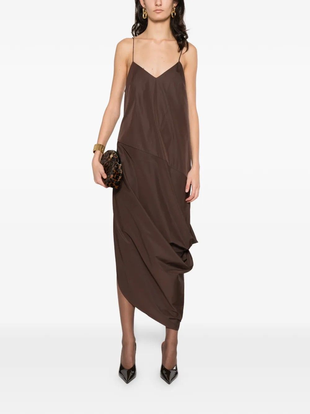 PAPER TAFFETA DRAPE DRESS #MOCHA  ST. AGNI  Dress R26-902MOC
