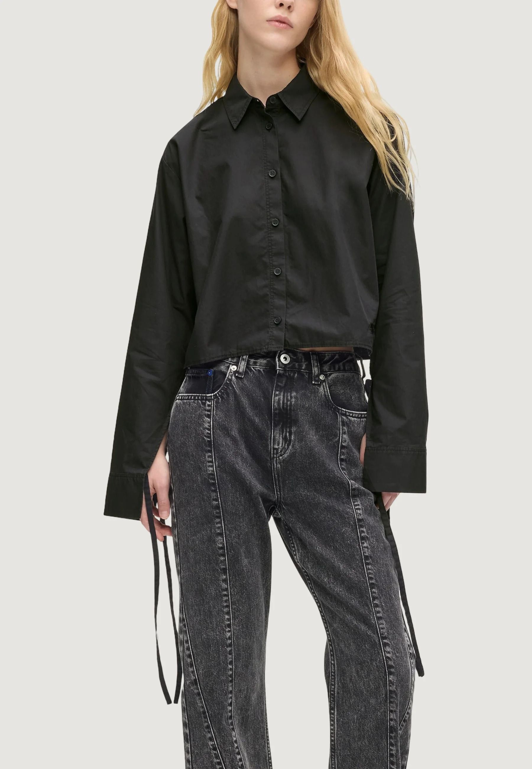 KLJ WASHED COTTON BLOUSE WASHED BLACK #1BJ KARL LAGERFELD Shirt B1W11027