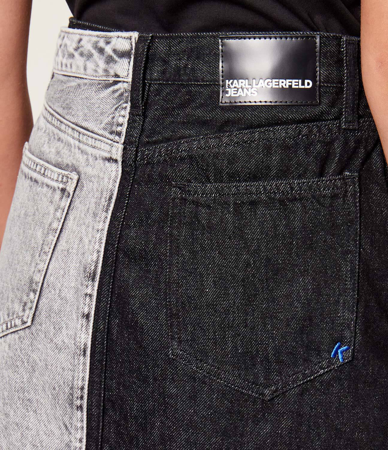 KLJ CONTRAST DENIM MINI SKIRT BLACK BLOCKED #1YQ KARL LAGERFELD Skirt B1W12015