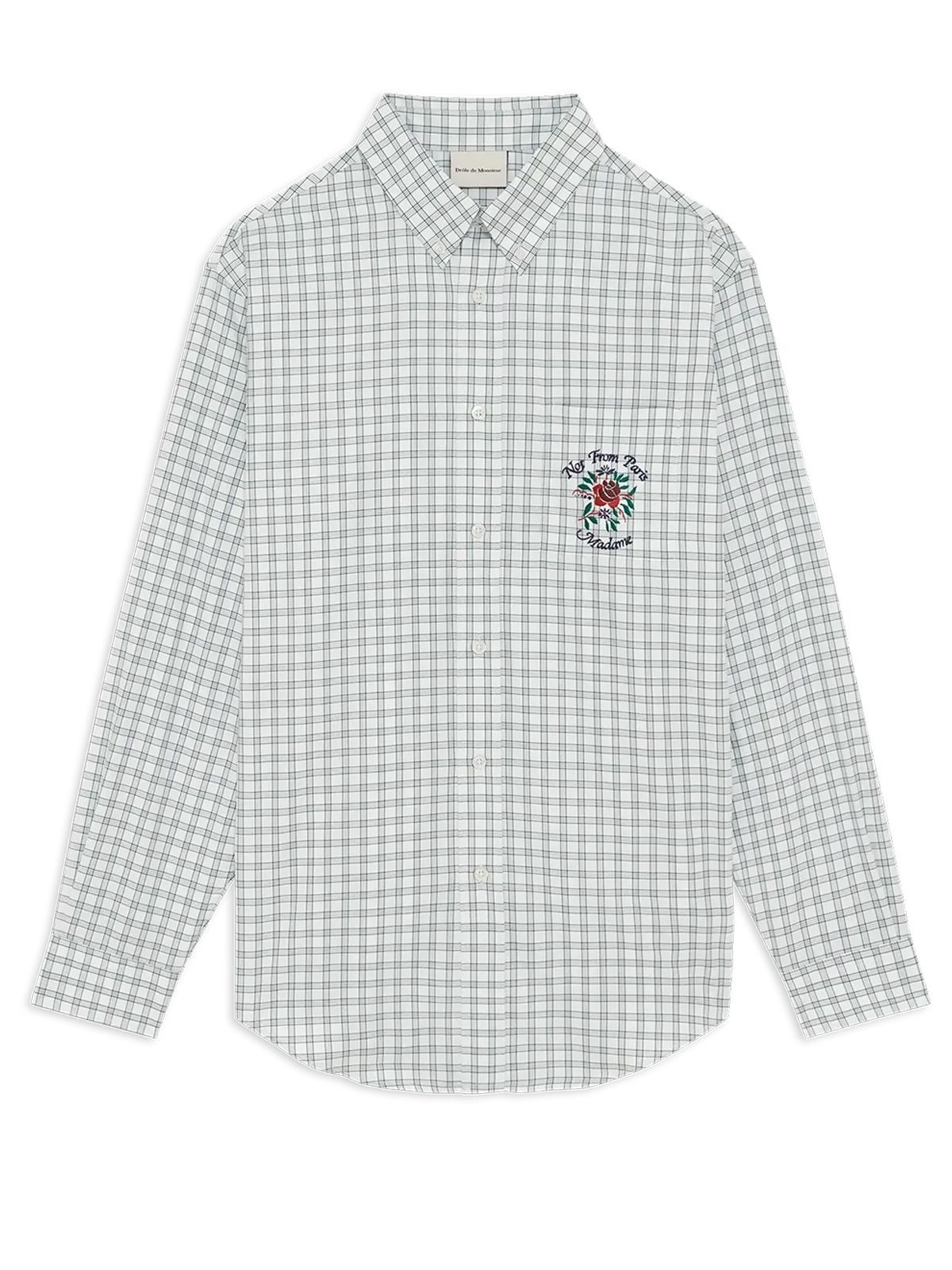 CHEMISE CARREAUX SLOGAN ROSE #GREEN DROLE DE MONSIEUR Camicie J SH240 CO228 GN