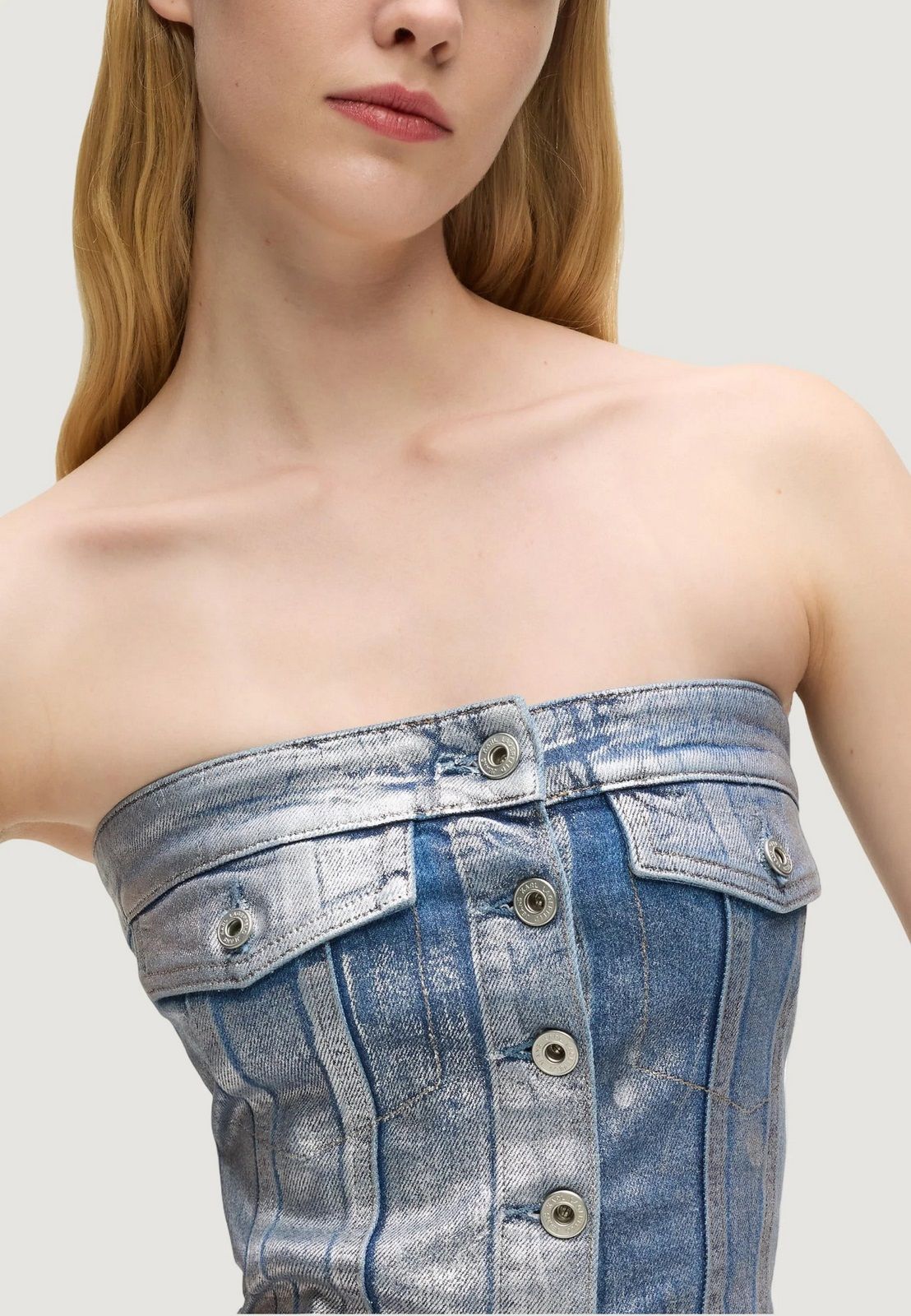 KLJ DENIM BUSTIER COATED BLUE #1MX KARL LAGERFELD Top B1W11023