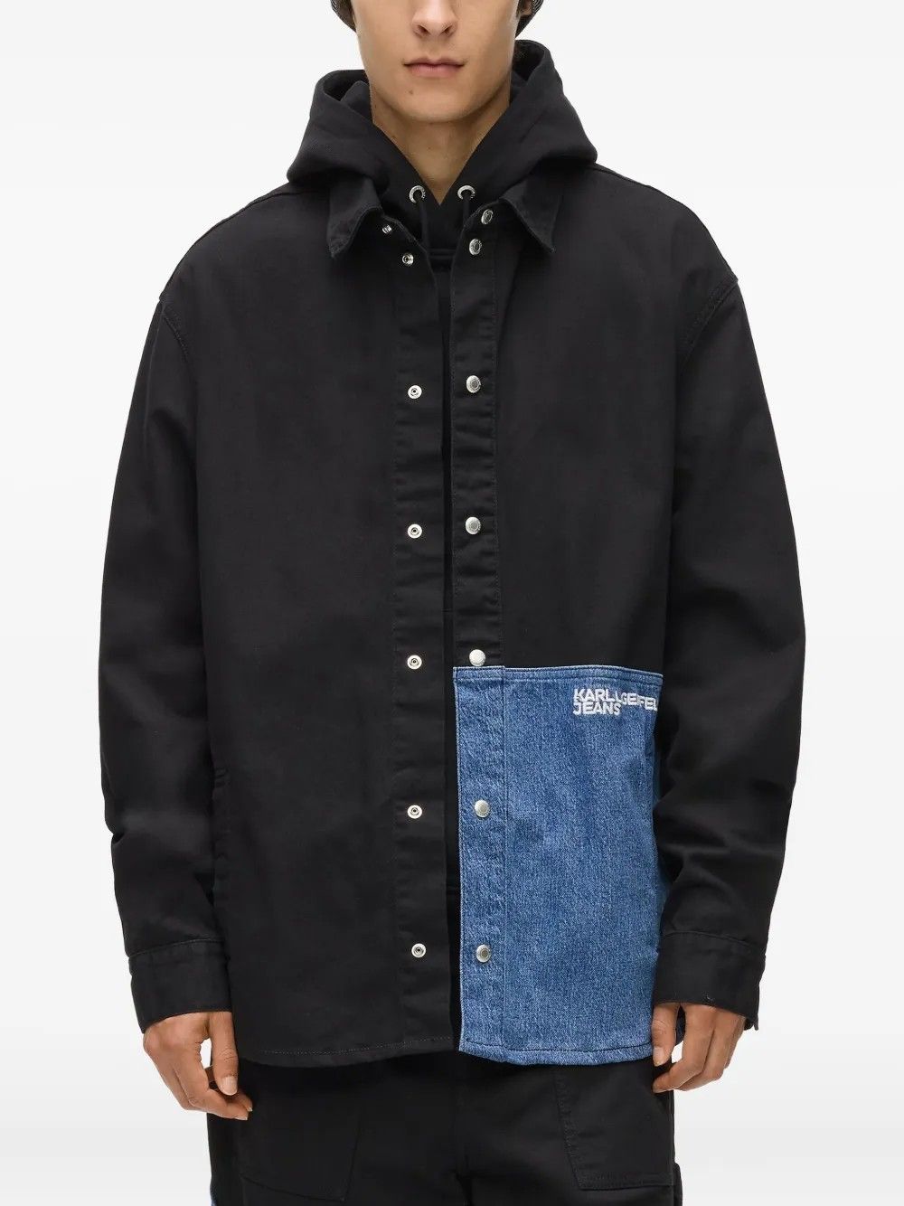 KLJ REG BLOCKED OVERSHIRT WASHED BLUE-BLACK #1GK KARL LAGERFELD Camicie B1M160111GK
