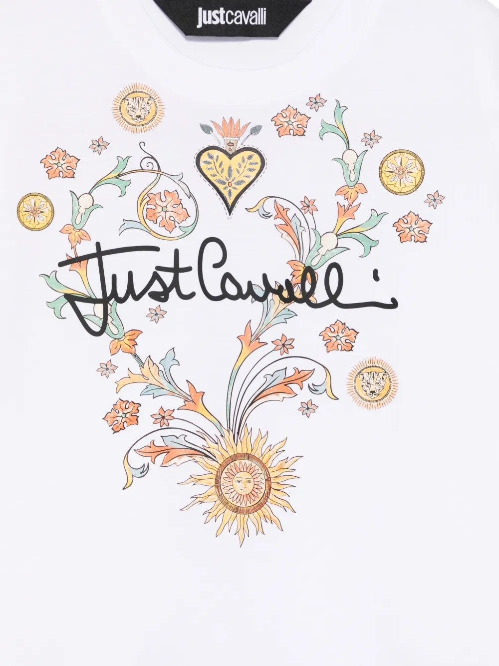 LOGO SIGN TWIGS COTTON JERSEY WHITE #003 JUST CAVALLI T-shirt 80PAHT28 CJ500