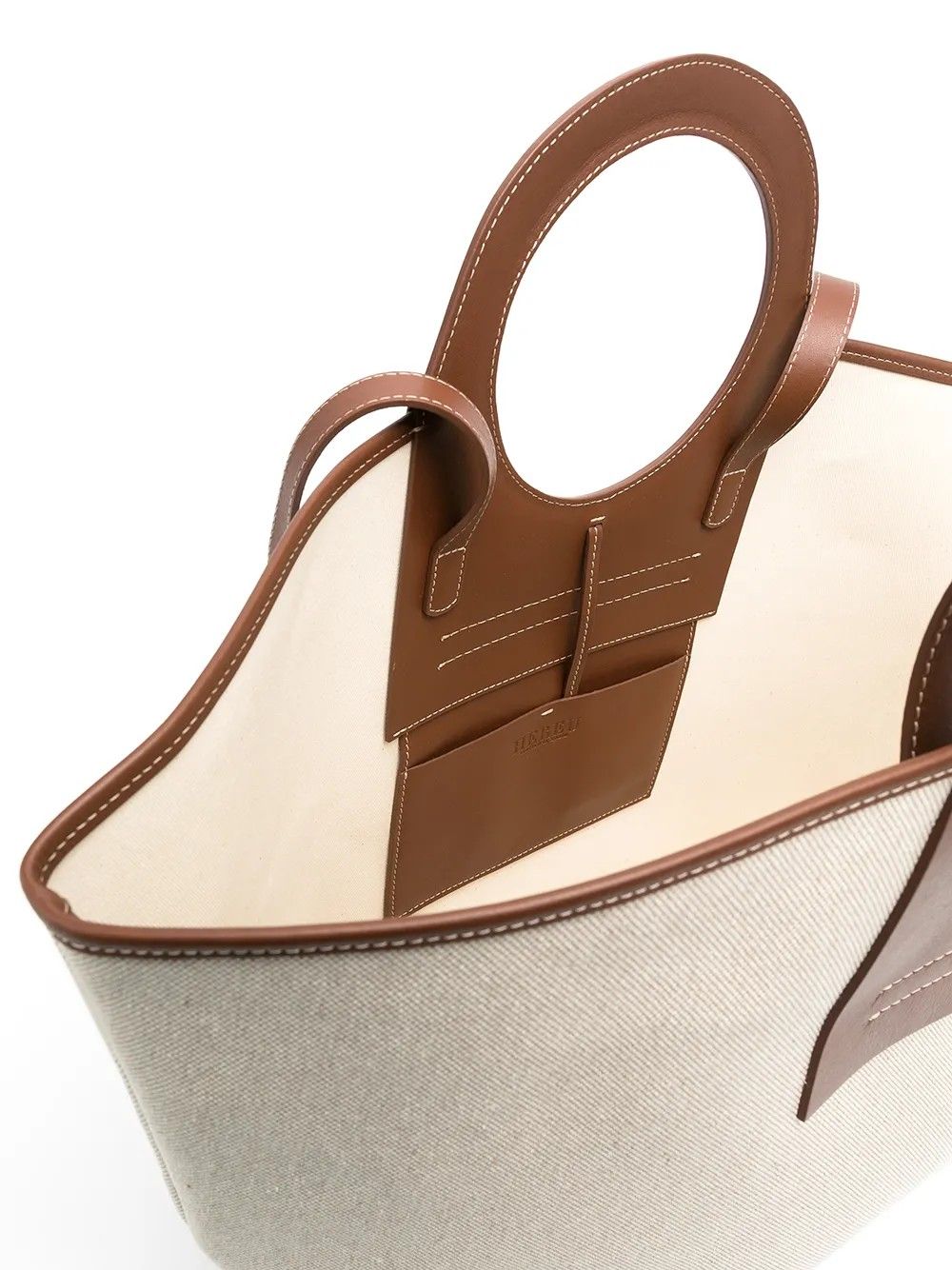 CANVAS TOTE BAG LEATHER STRAP #BEIGE/CHESTNUT HEREU Bags CALA S