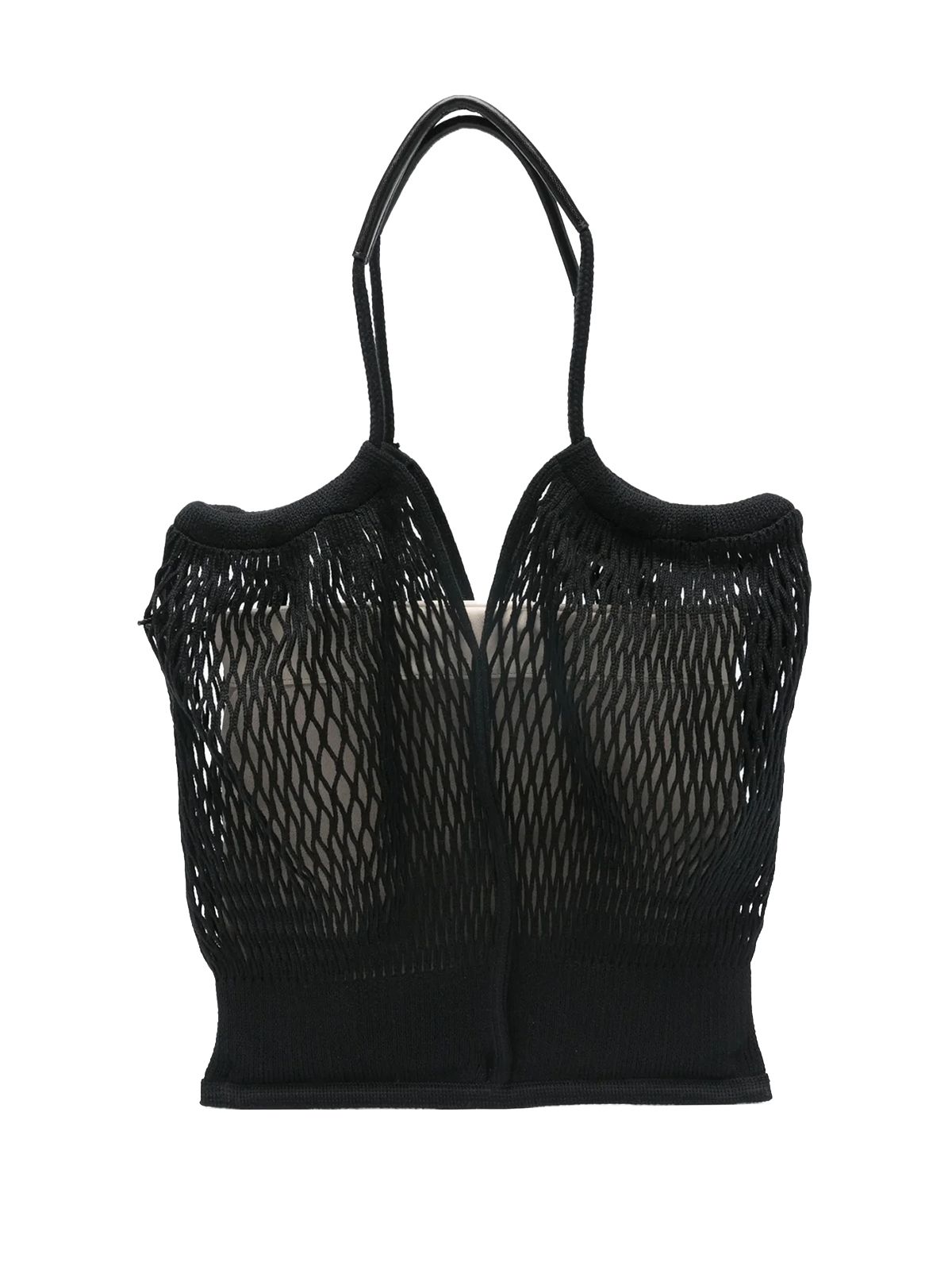 FLIT NET TOTEBAG LEATHER DETAILS #BLACK/NATURAL HEREU Bags CALELLA FLIT