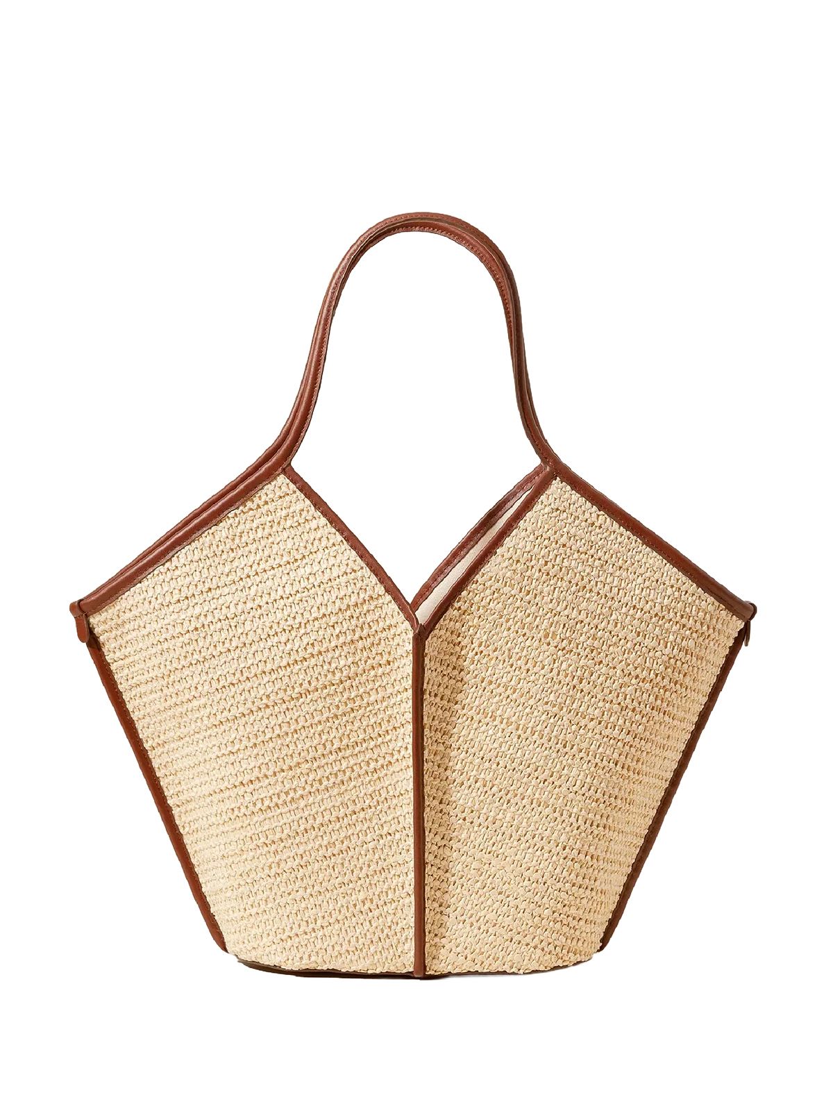 FLIT NET TOTEBAG LEATHER DETAILS #NATURAL/CHESTNUT HEREU Bags CALELLA FLIT