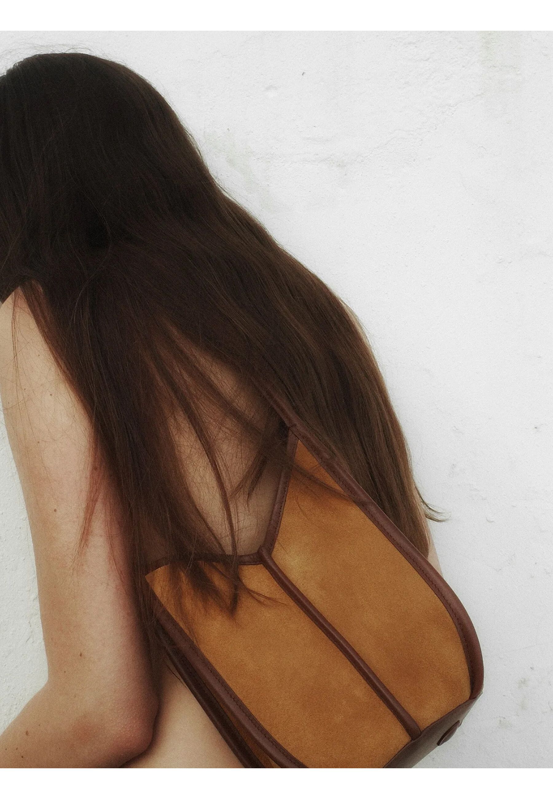 TRIMMED BUCKET SHOULDER BAG #TAN/CHESTNUT HEREU Bags CALELLA BUCKET SUEDE