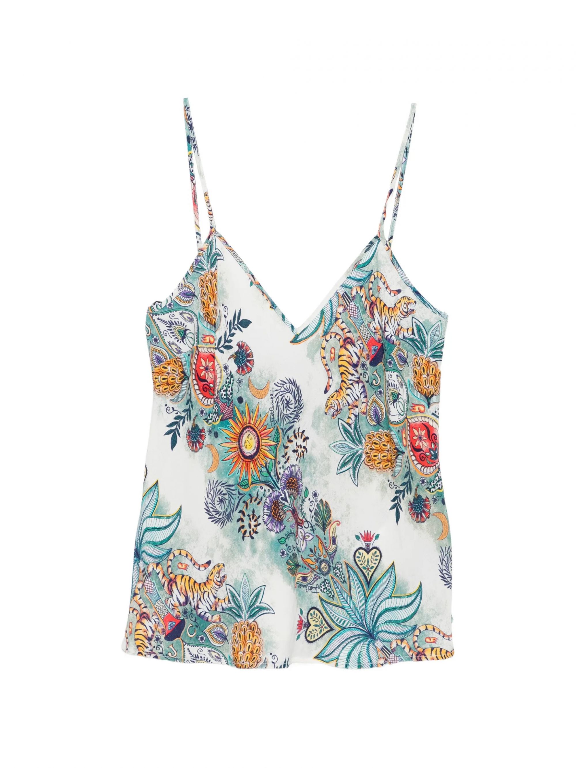 CAMISOLE CREPE VISCOSA TURCHESE CHIRO #217 JUST CAVALLI Top 80PAM201 NS837