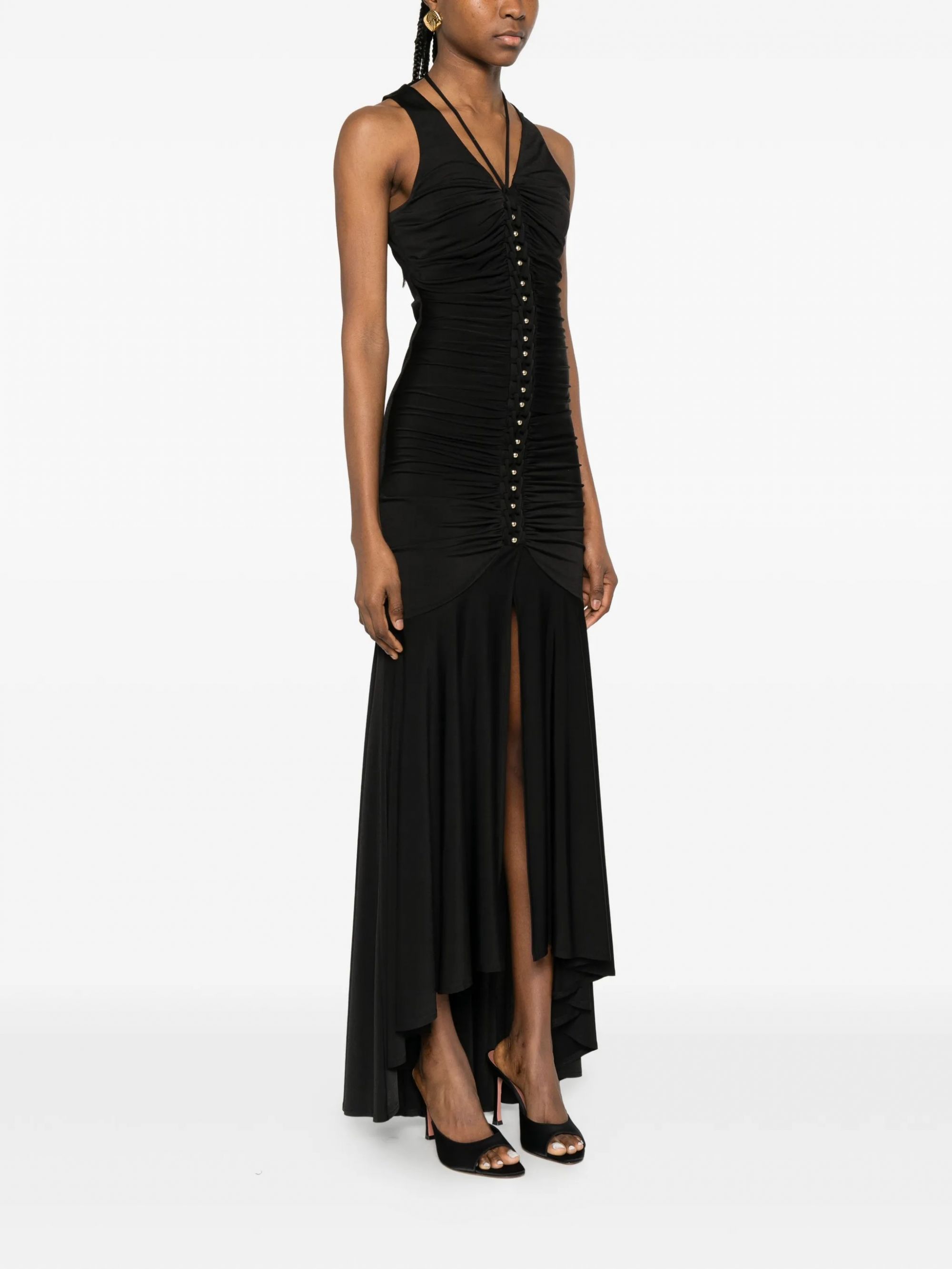 METAL DETAIL ORGANZINO STRETCH BLACK #899 JUST CAVALLI Dress 80PAOB01 CJB04