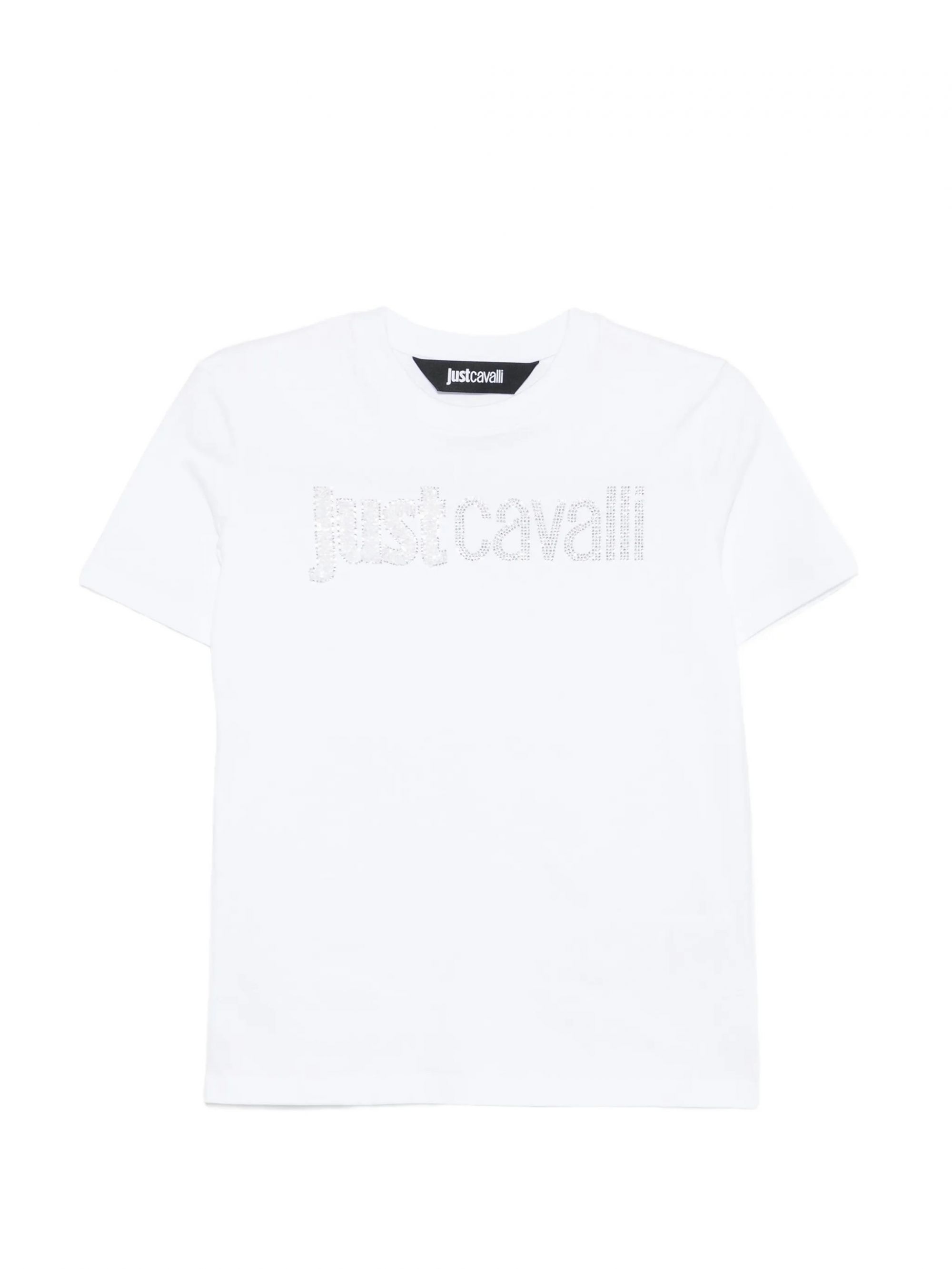 LOGO BEADS STRASS COTTON JERSEY WHITE #003 JUST CAVALLI T-shirt 80PAHF01 CJ800