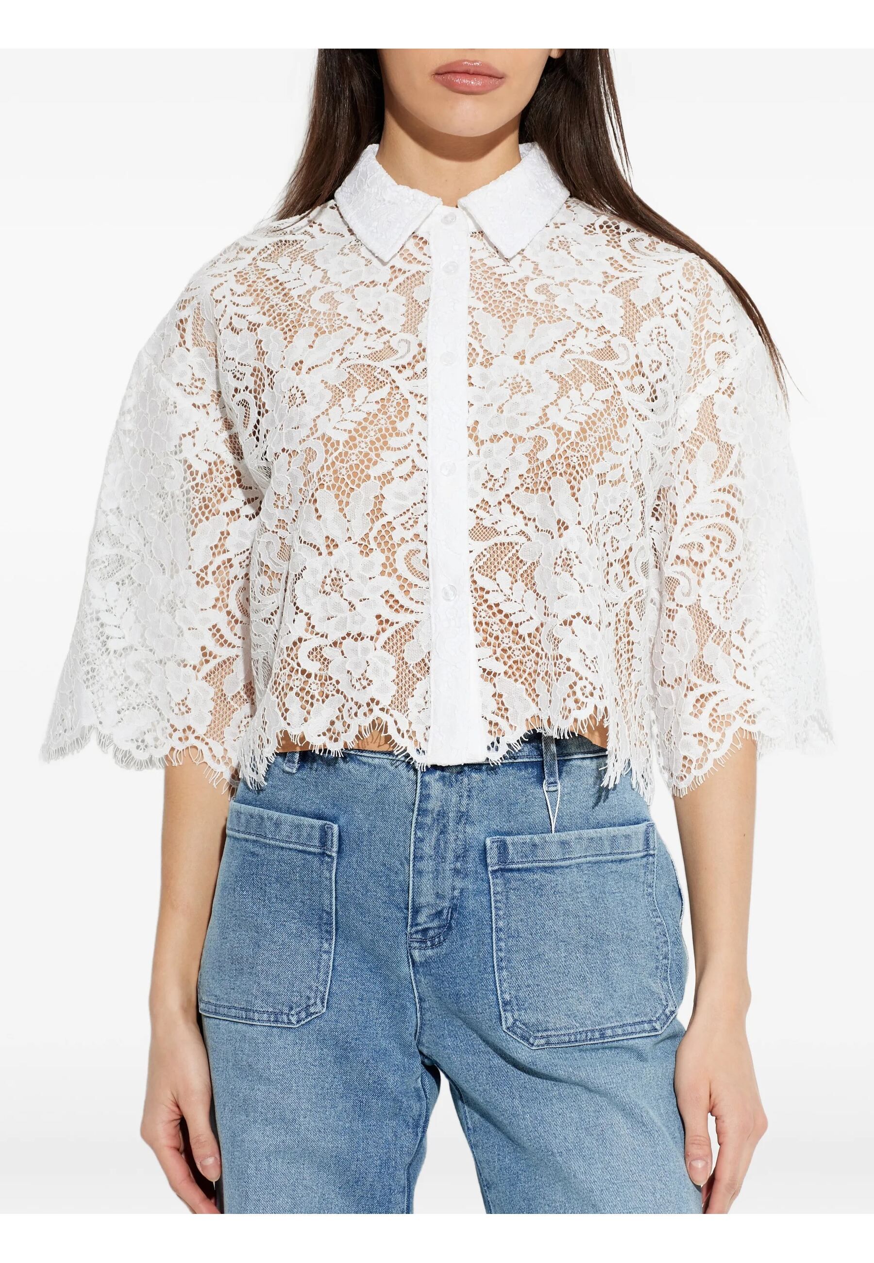 CORDED LACE SS SHIRT WHITE #100 MICHAEL KORS Camicie MS64101KQ9100