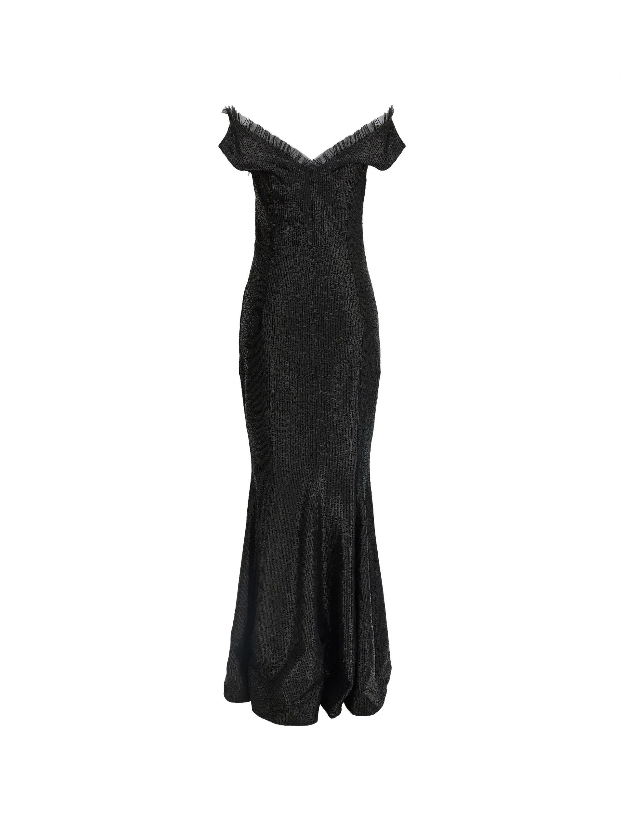 DOUBLE DROP SHOULDER GRACE FISHTAIL GOWN #BLACK NORMA KAMALI Vestiti ST4253SQS41001