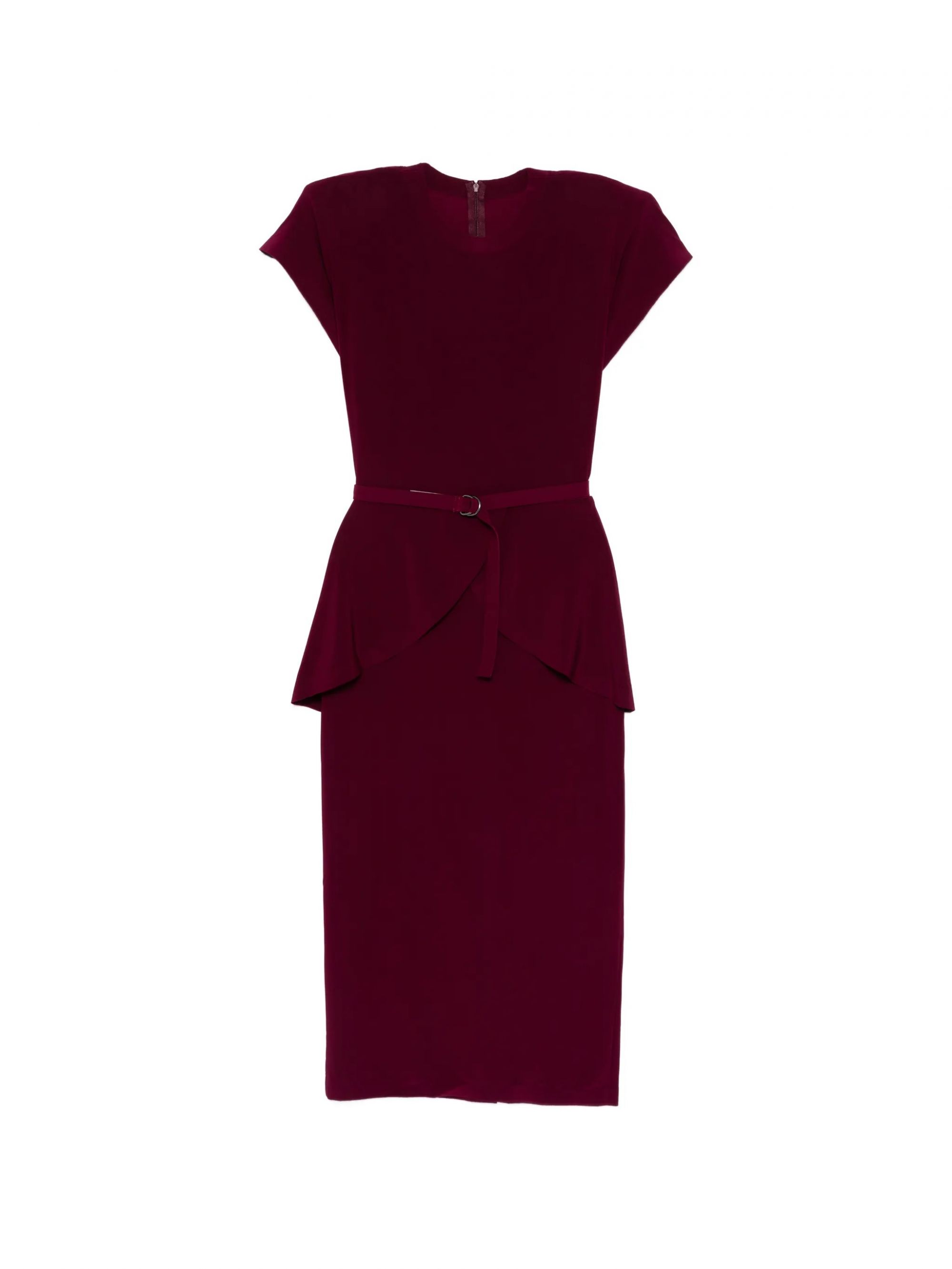 CAP SLEEVE SHOULDER PAD PEPLUM DRESS TO MIDCALF #PLUM NORMA KAMALI Vestiti KK4253PLS39043