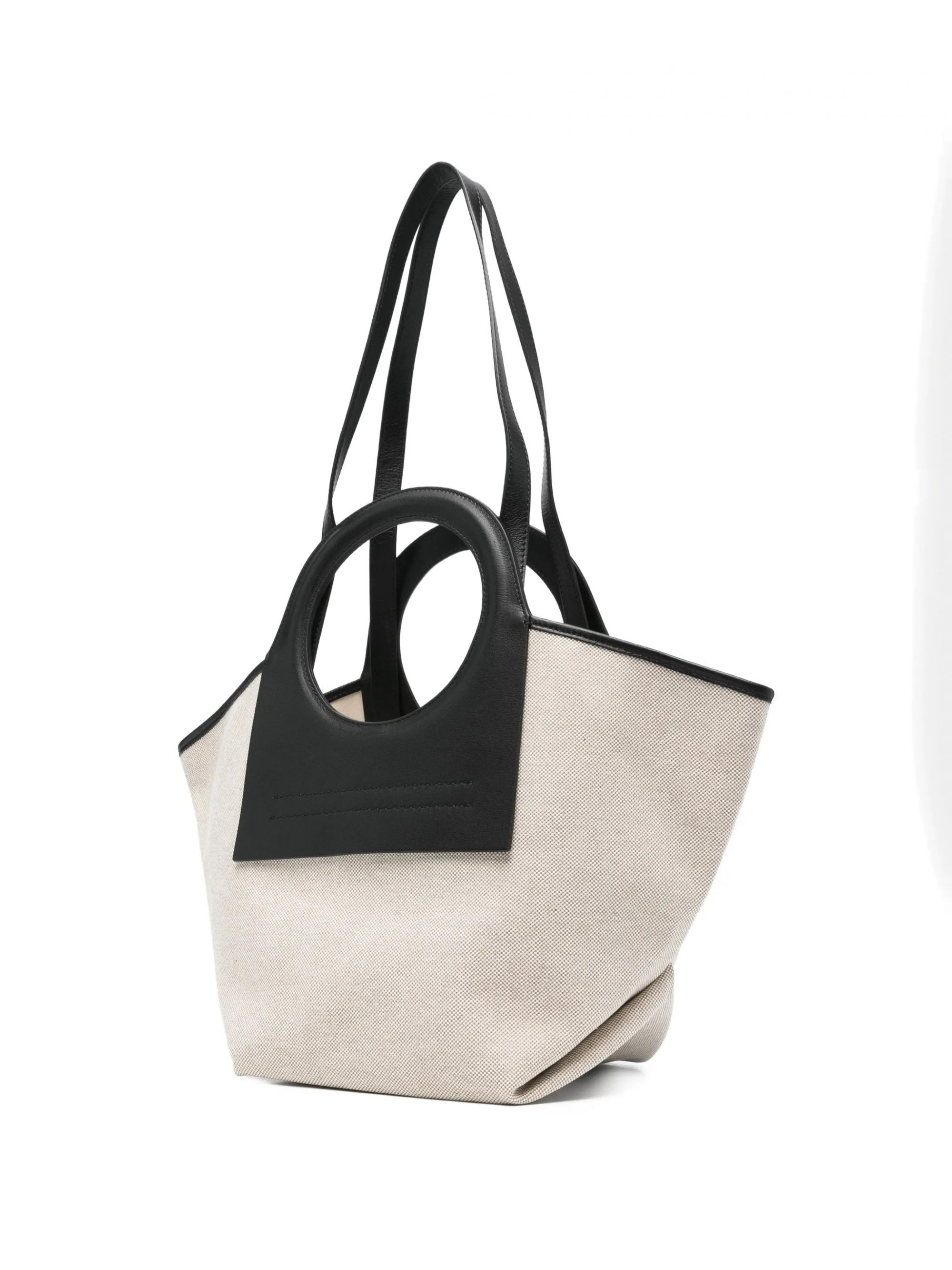 CANVAS TOTE BAG LEATHER STRAP #BEIGE/BLACK HEREU Borse CALA S