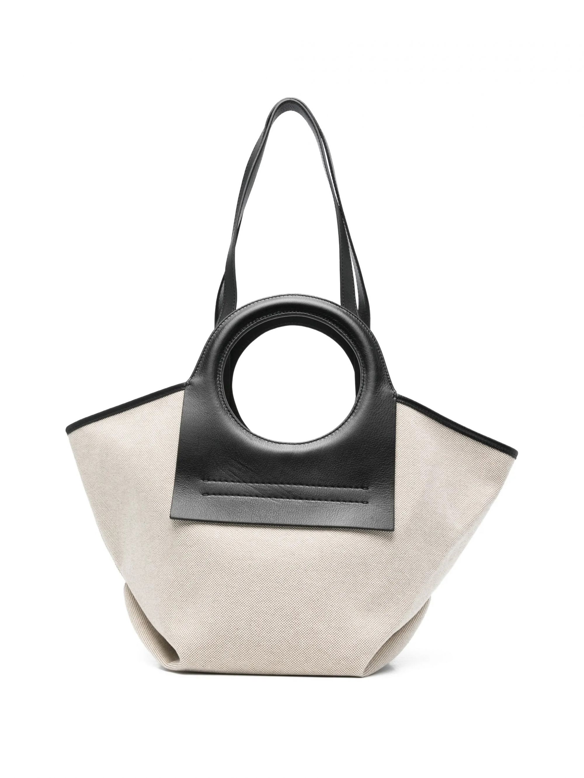 CANVAS TOTE BAG LEATHER STRAP #BEIGE/BLACK HEREU Borse CALA S