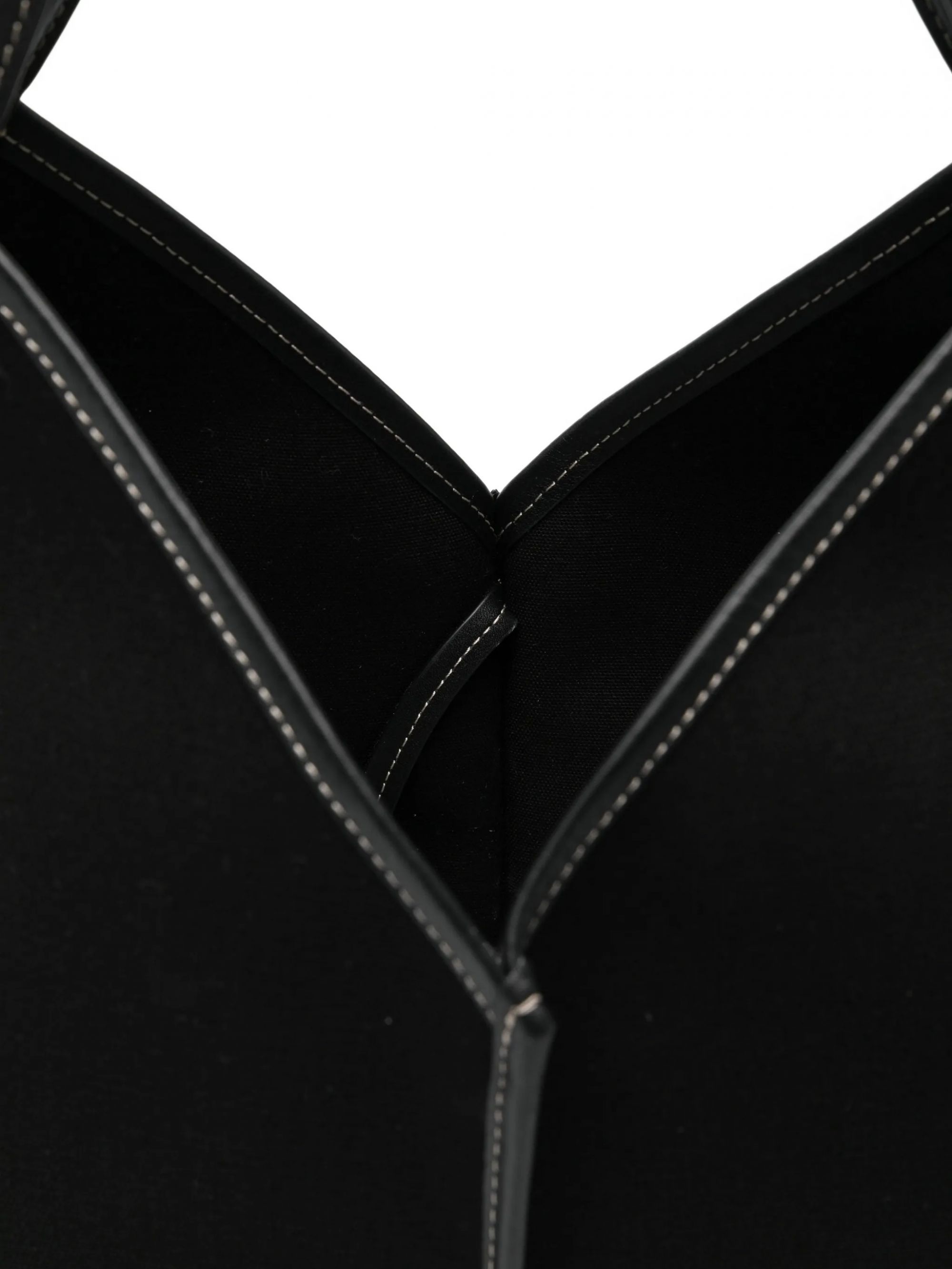 LEATHER TRIMMED CANVAS TOTE #BLACK HEREU Bags CALELLA