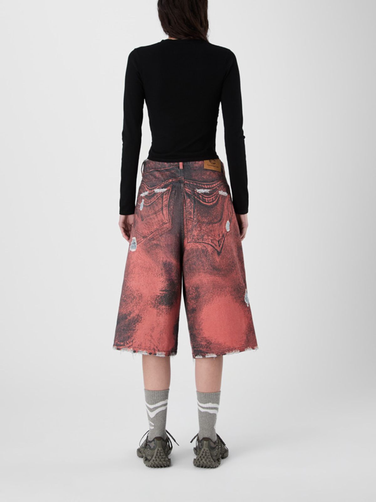 DISTORTED DISTRESSED SHORTS #BURN.ORANGE-BLACK CAMPER LAB Shorts AU00065 002