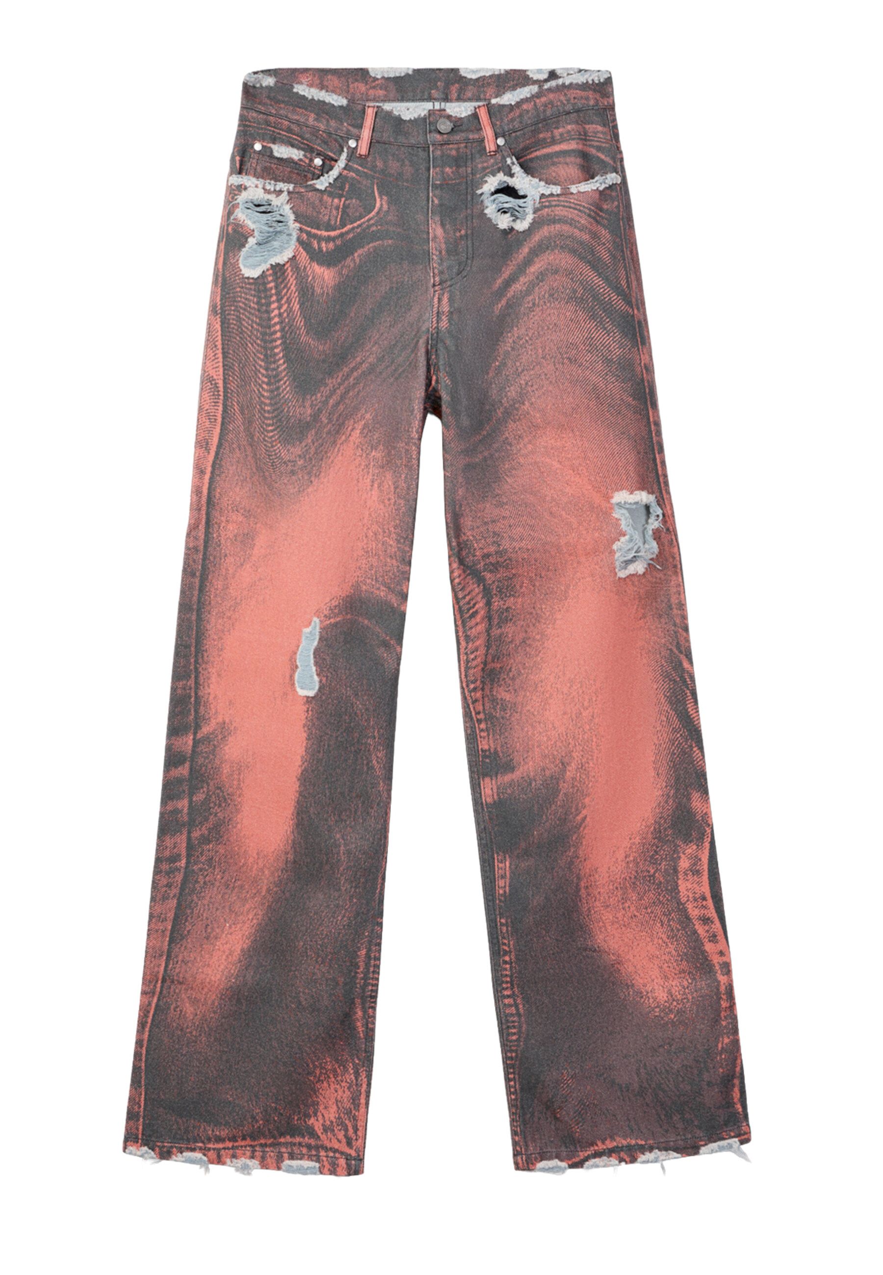 DISTORTED DISTRESSED JEANS #BURN.ORANGE-BLACK CAMPER LAB Jeans AU00064 002