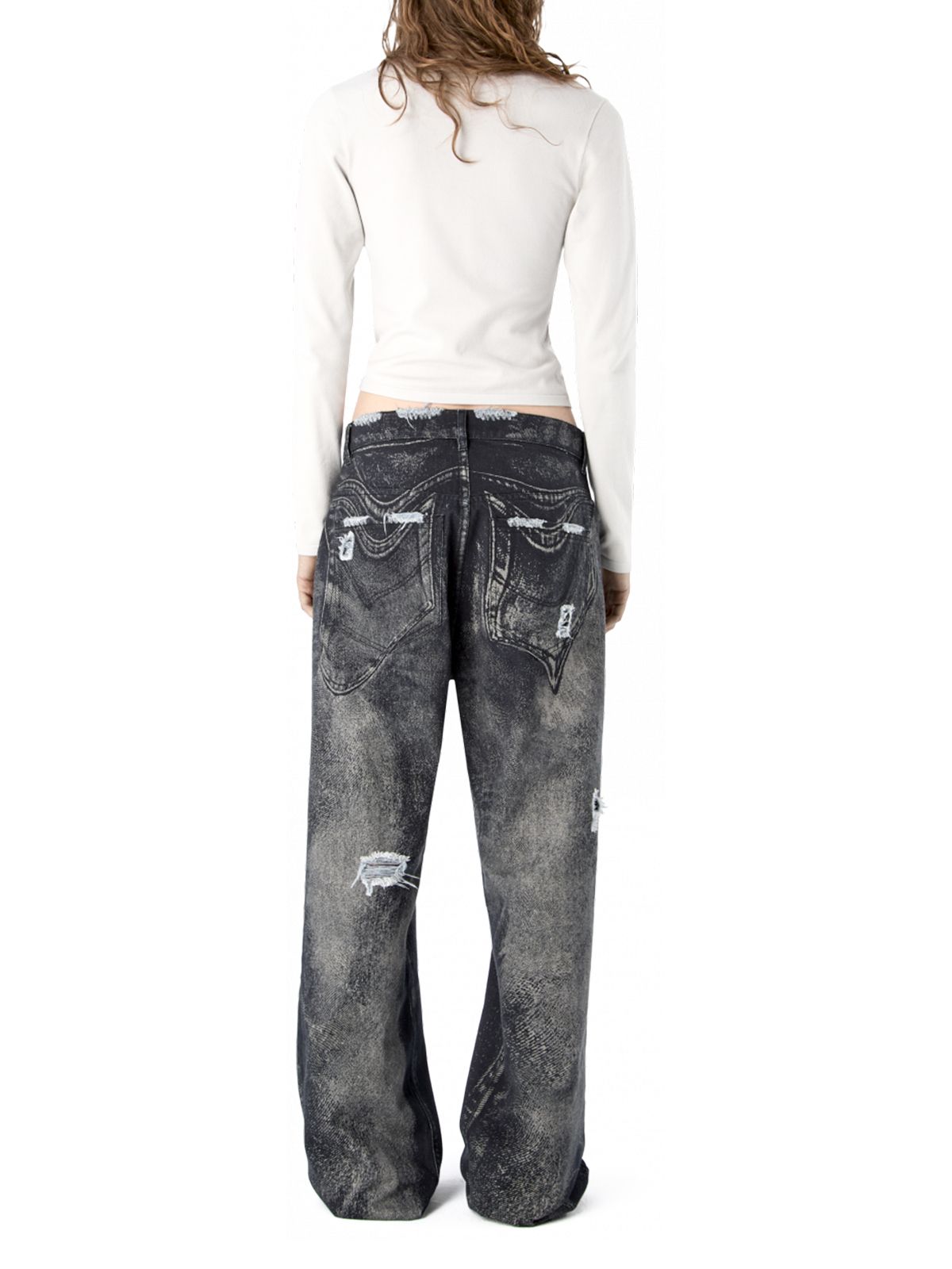 DISTORTED DISTRESSED JEANS #BLACK-GREY CAMPER LAB Jeans AU00064 001