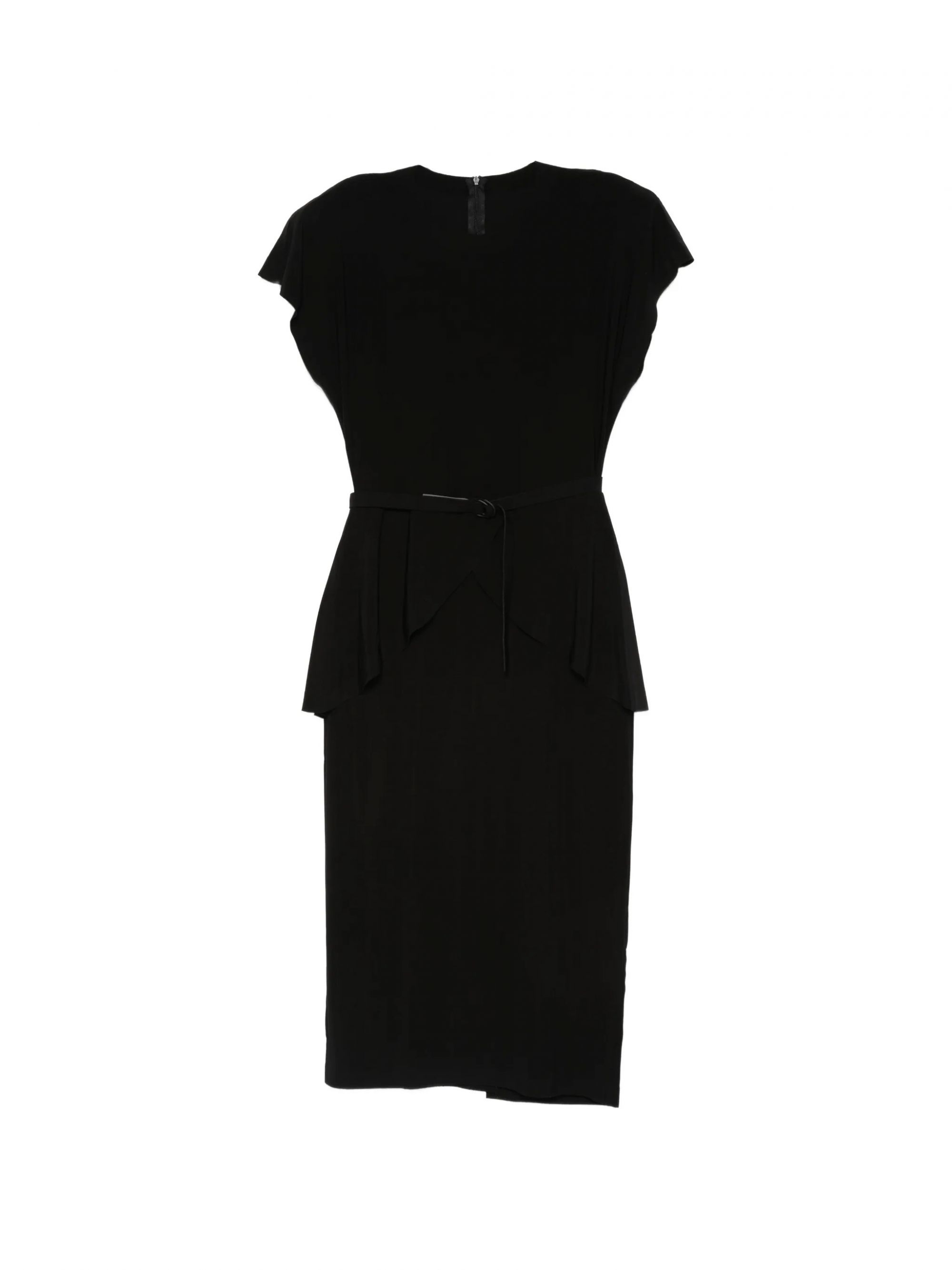 CAP SLEEVE SHOULDER PAD PEPLUM DRESS TO MIDCALF #BLACK NORMA KAMALI Vestiti KK4253PLS39001